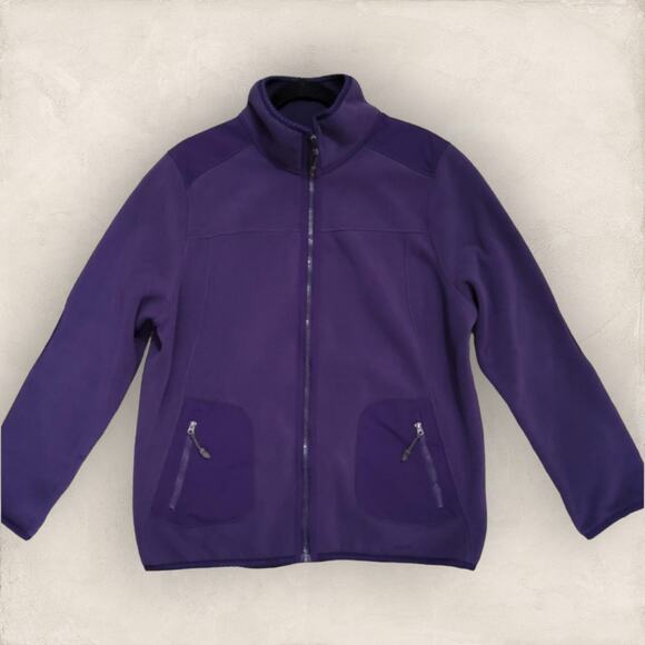 Green Tea Retro Purple Plum Zippered Fleece Cozy Jacket - Picture 1 of 5